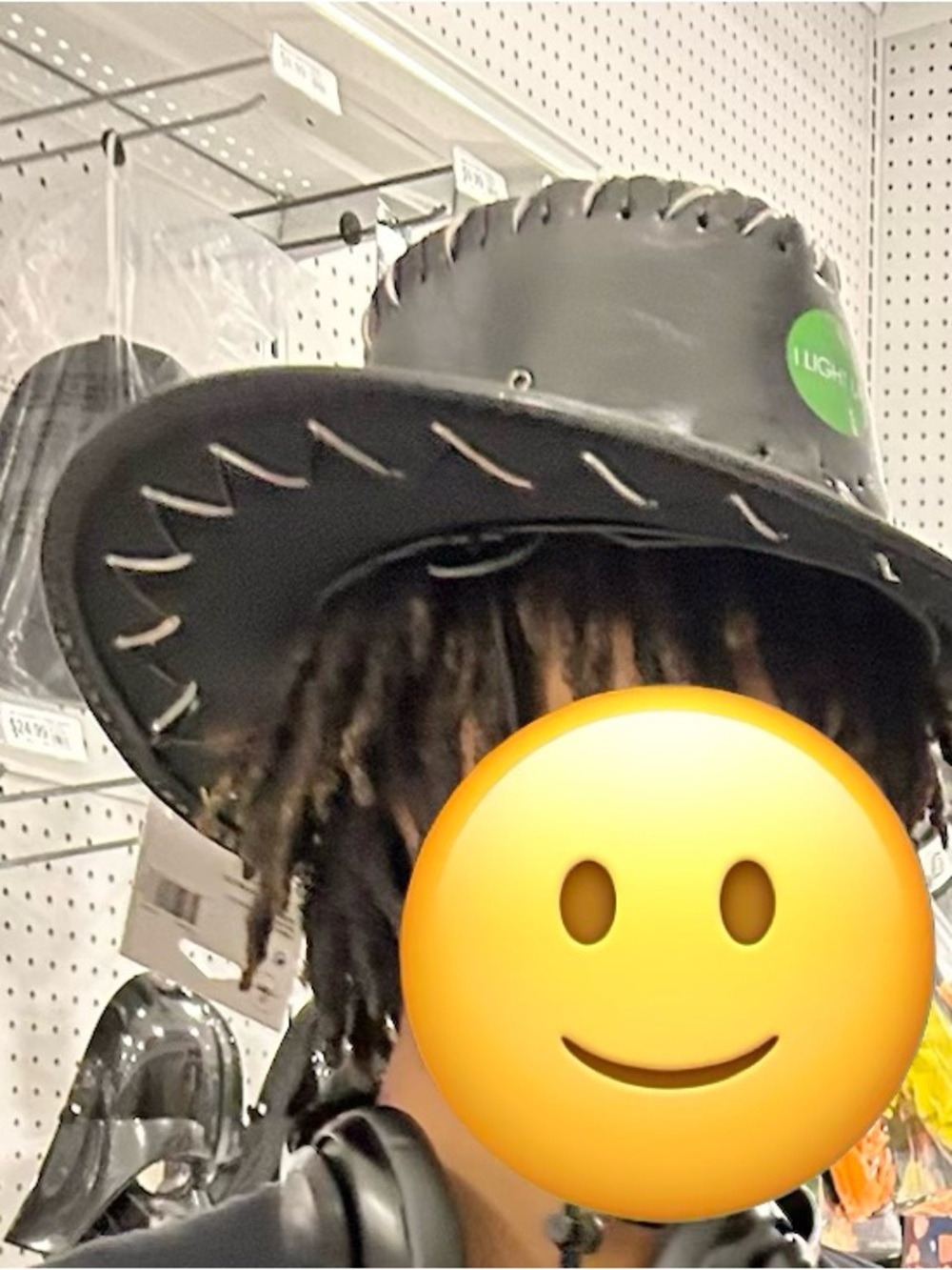 Black Faux Leather Light-up Cowboy Hat